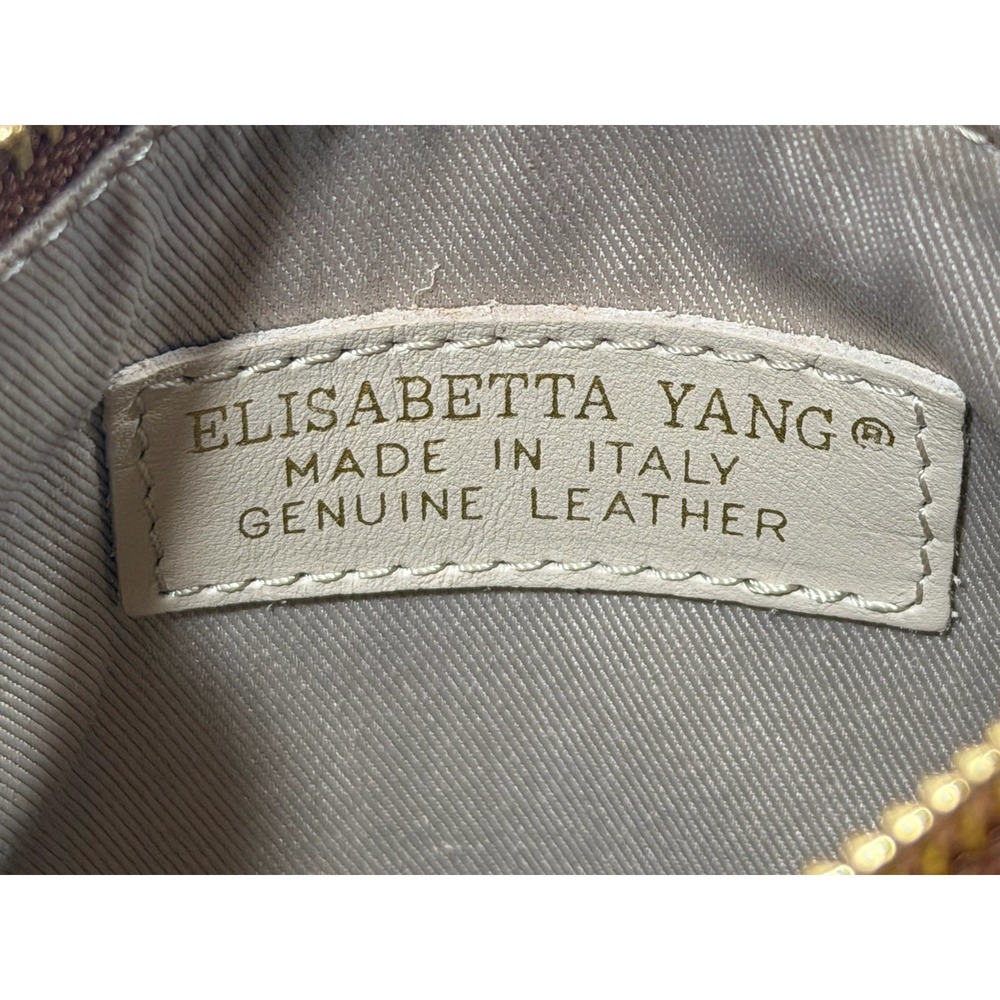 Elisabetta Yang Leather Crossbody Bag Brown Italian Double Zip Gold - Picture 2 of 16